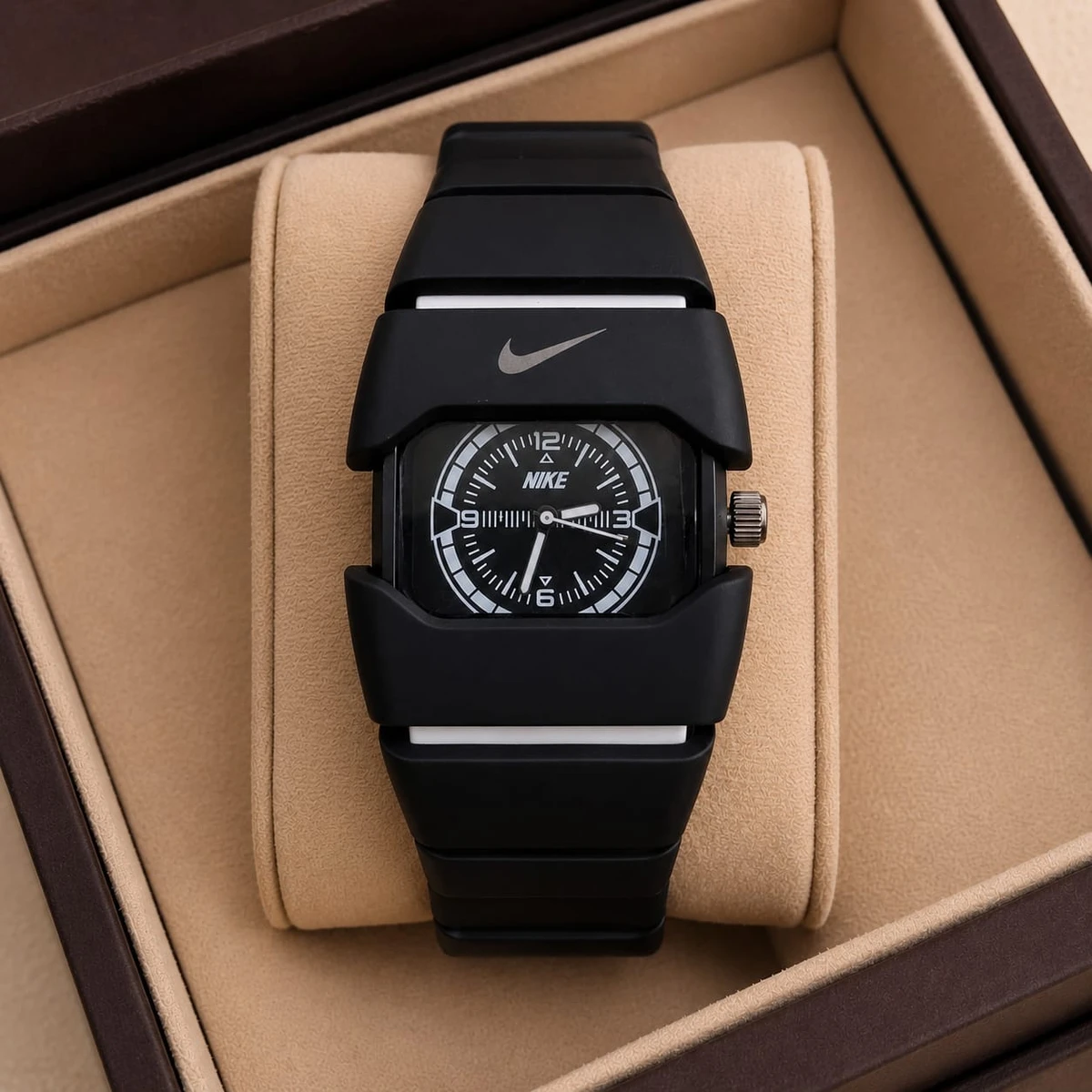 Premium Unisex Stylish Watch – Luxury Design - Nike Watch Model 9090 Full Black Or White  Colour Dial Black Or White  - এক পিস ব্যাটারি ফ্রি