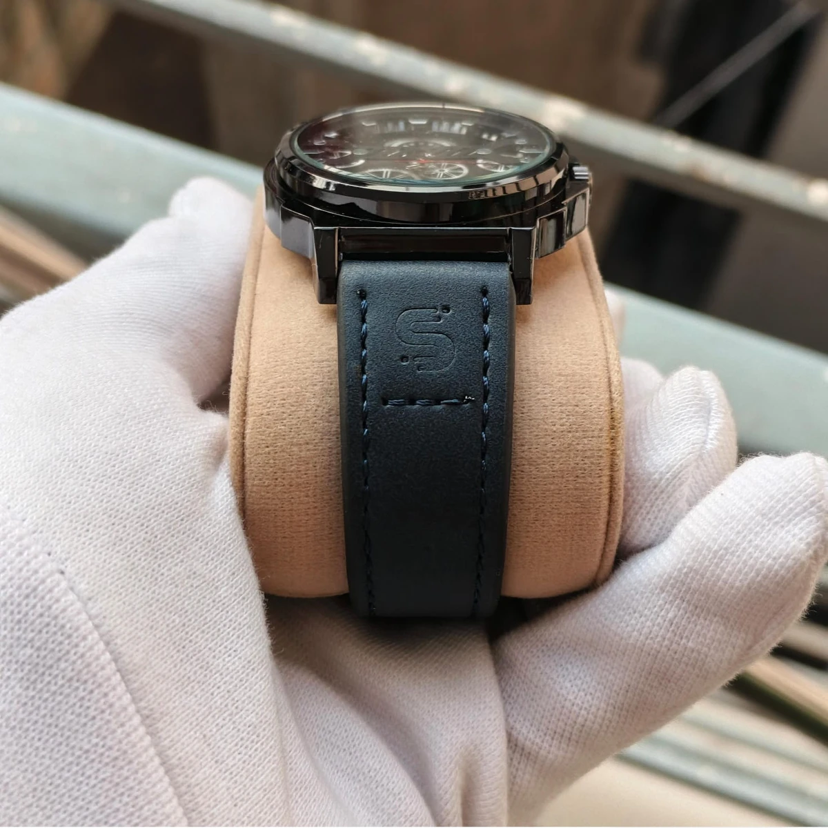 Sober Watch Model 980 Premium Watch Belt Navey Blue  Dial Black Colour Watch For Man