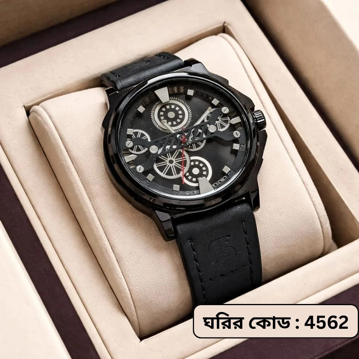 Sober Watch Model 980 Premium Watch Belt Navey Blue  Dial Black Colour Watch For Man