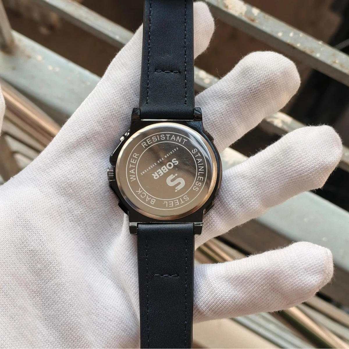 Sober Watch Model 980 Premium Watch Belt Navey Blue  Dial Black Colour Watch For Man