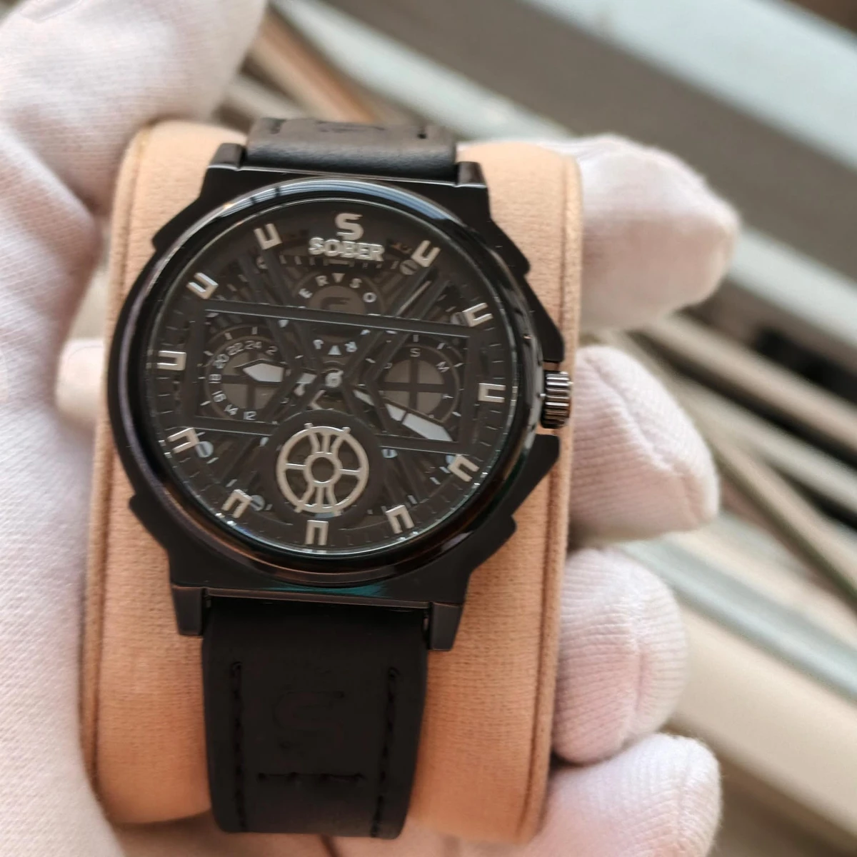 Sober Watch Model 890 Premium Watch Belt Black Dial Black Colour Watch For Man + এক পিস ব্যাটারি ফ্রি।