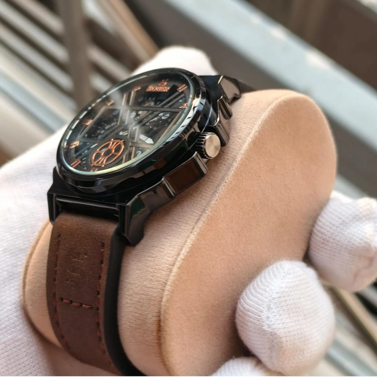 Sober Watch Model 890 Premium Watch Belt Coffee Dial Black Colour Watch For Man  + এক পিস ব্যাটারি ফ্রি।