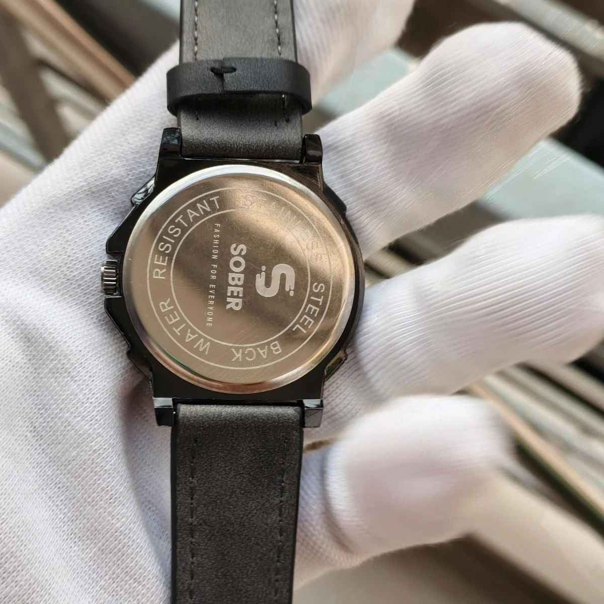 Sober Watch Model 890 Premium Watch Belt Ash Dial Black Colour Watch For Man + এক পিস ব্যাটারি ফ্রি।