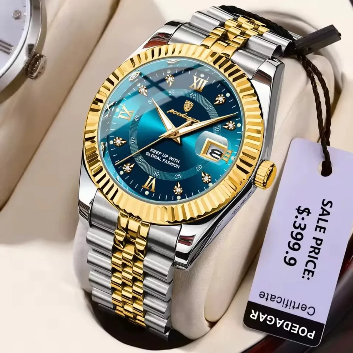 POEDAGAR WATCH MODEL 910 TOTON AR DIAL BLUE COLOUR WATCH MAN + এক পিস ব্যাটারি ফ্রি।