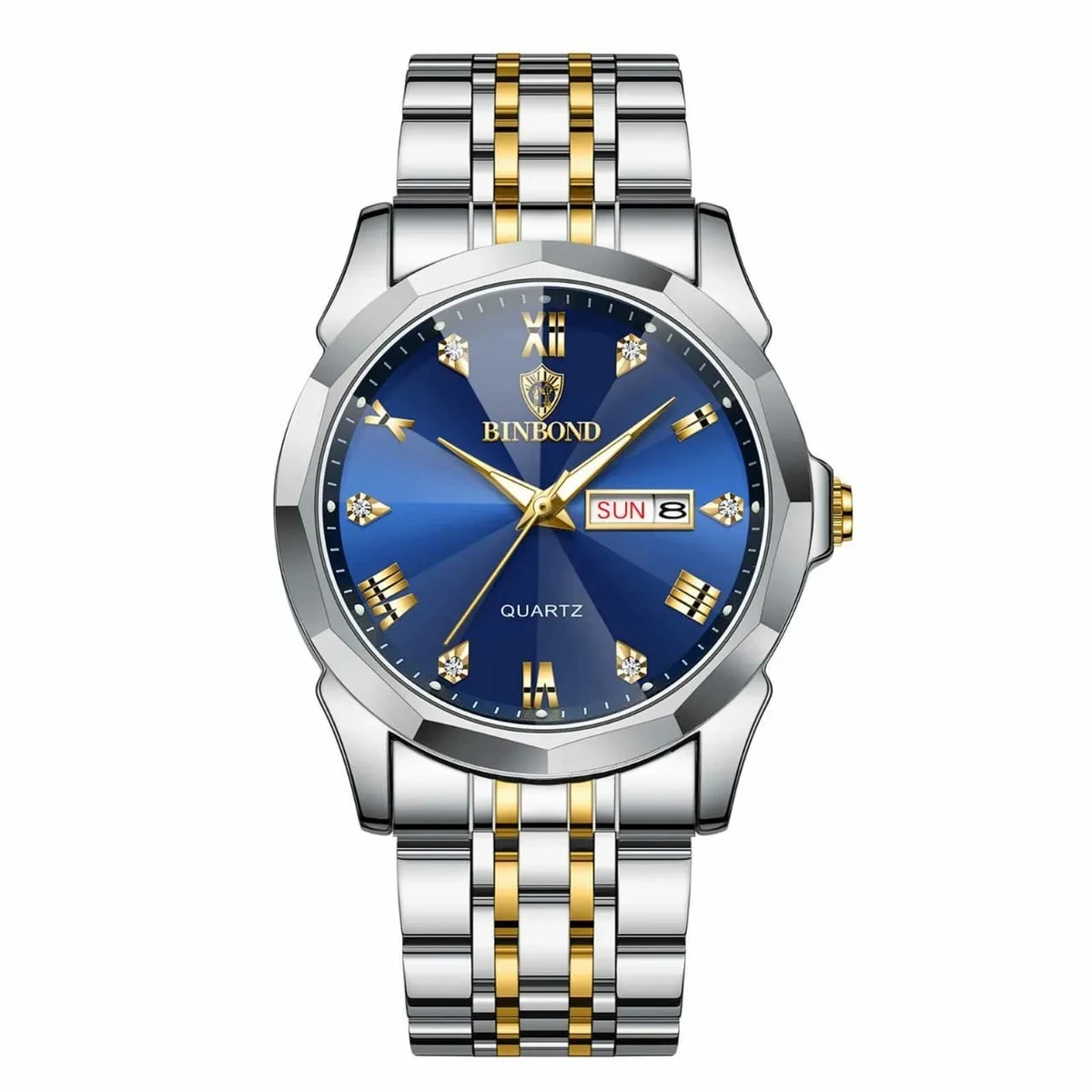 BINBOND WATCH MODEL - 8080 TOTON AR DIAL BLUE COLOUR WATCH FOR  MAN  LOCK PUSH + এক পিস ব্যাটারি ফ্রি