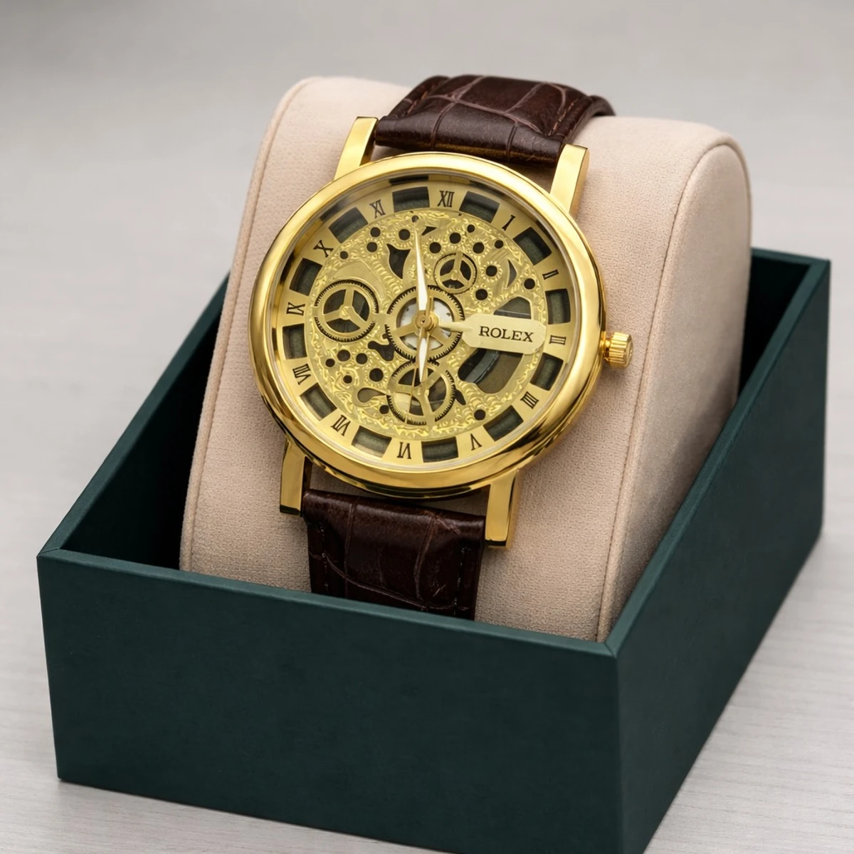 Luxury Skeleton Dial Men’s Watch - স্টাইলিশ স্কেলেটন ডায়াল মেন্স ওয়াচ  + এক পিস ব্যাটারি ফ্রি