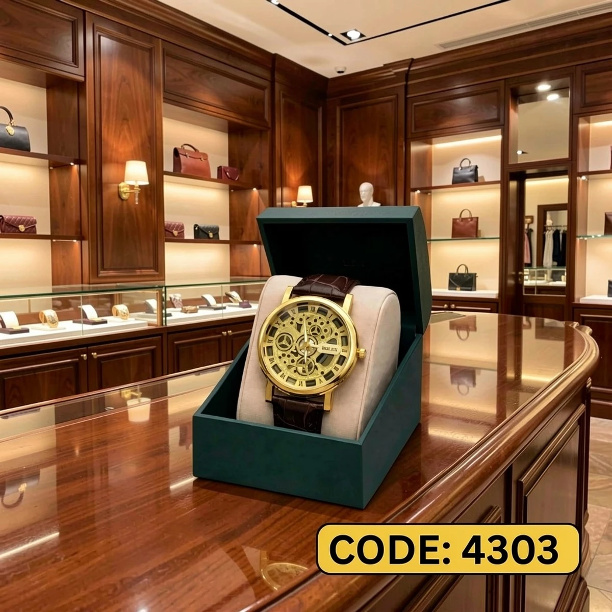 Luxury Skeleton Dial Men’s Watch - স্টাইলিশ স্কেলেটন ডায়াল মেন্স ওয়াচ  + এক পিস ব্যাটারি ফ্রি