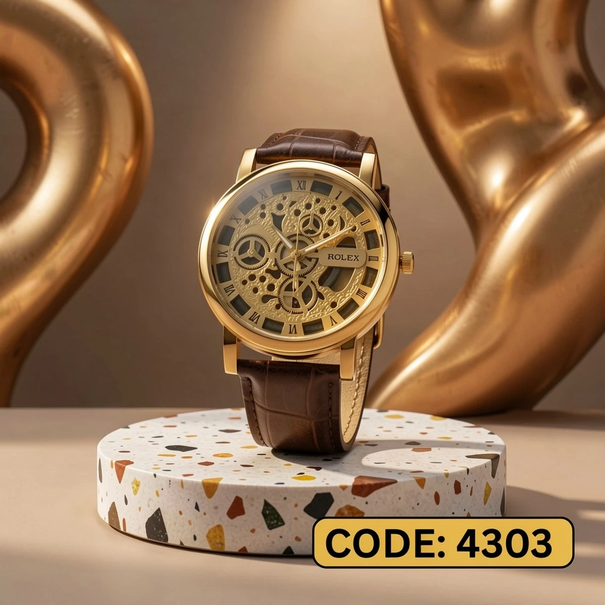 Luxury Skeleton Dial Men’s Watch - স্টাইলিশ স্কেলেটন ডায়াল মেন্স ওয়াচ  + এক পিস ব্যাটারি ফ্রি