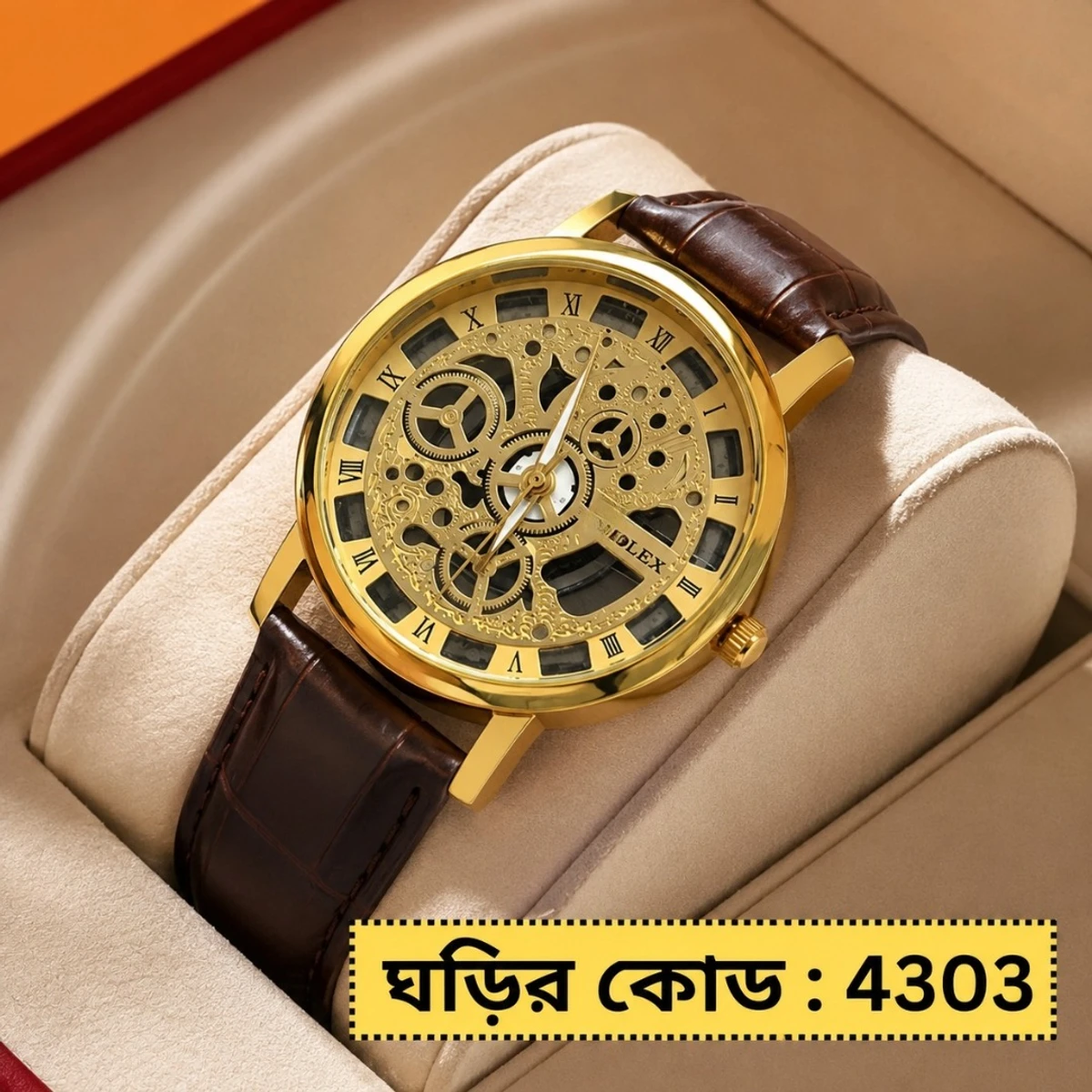 Luxury Skeleton Dial Men’s Watch - স্টাইলিশ স্কেলেটন ডায়াল মেন্স ওয়াচ  + এক পিস ব্যাটারি ফ্রি