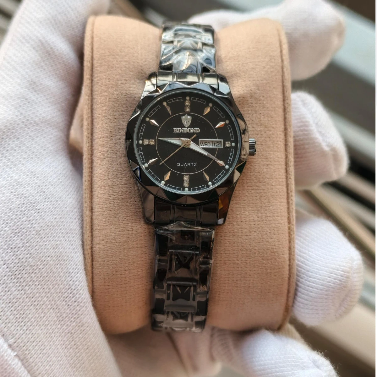 Luxury Binbond Stainless Steel Classic Waterproof Watch for Women Full black