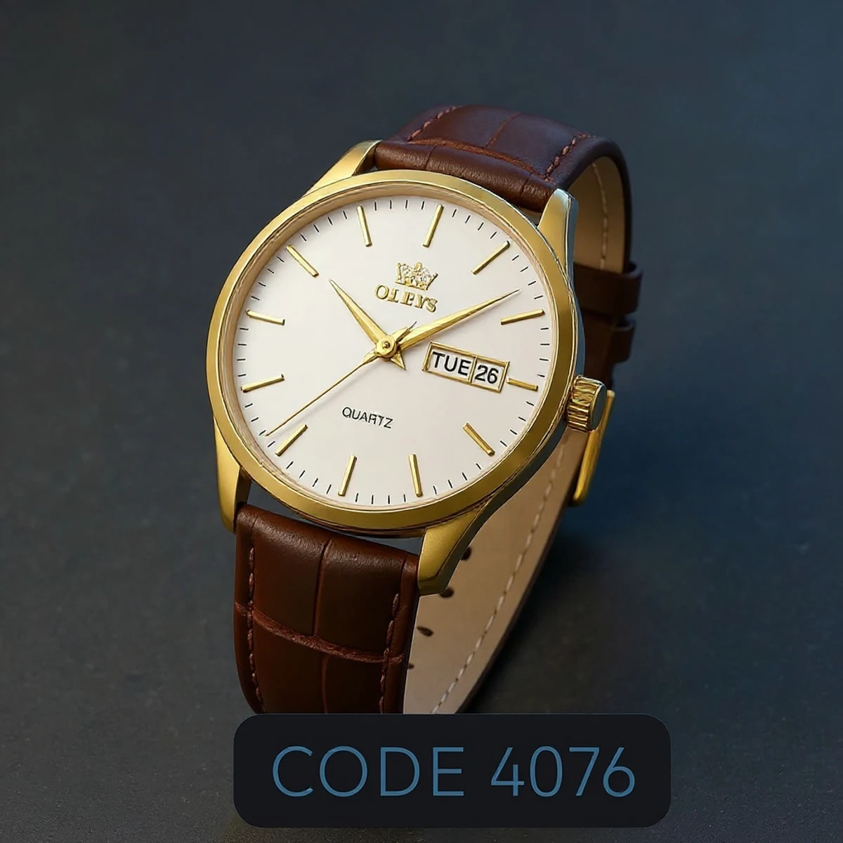 OLEVS WATCH MODEL 6898 FASHION WATCH FOR MEN BELT BROWN DIAL WHITE COLOUR WATCH FOR MEN