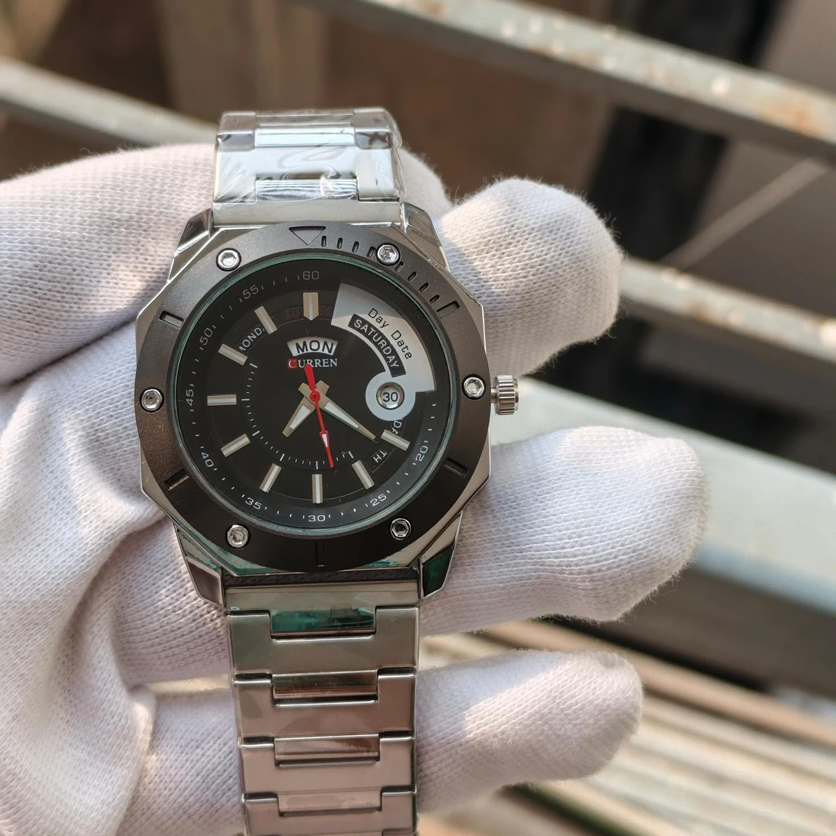 CURREN WATCH MODEL 8344 SILVER CHAIN DIAL BLACK FOR MAN