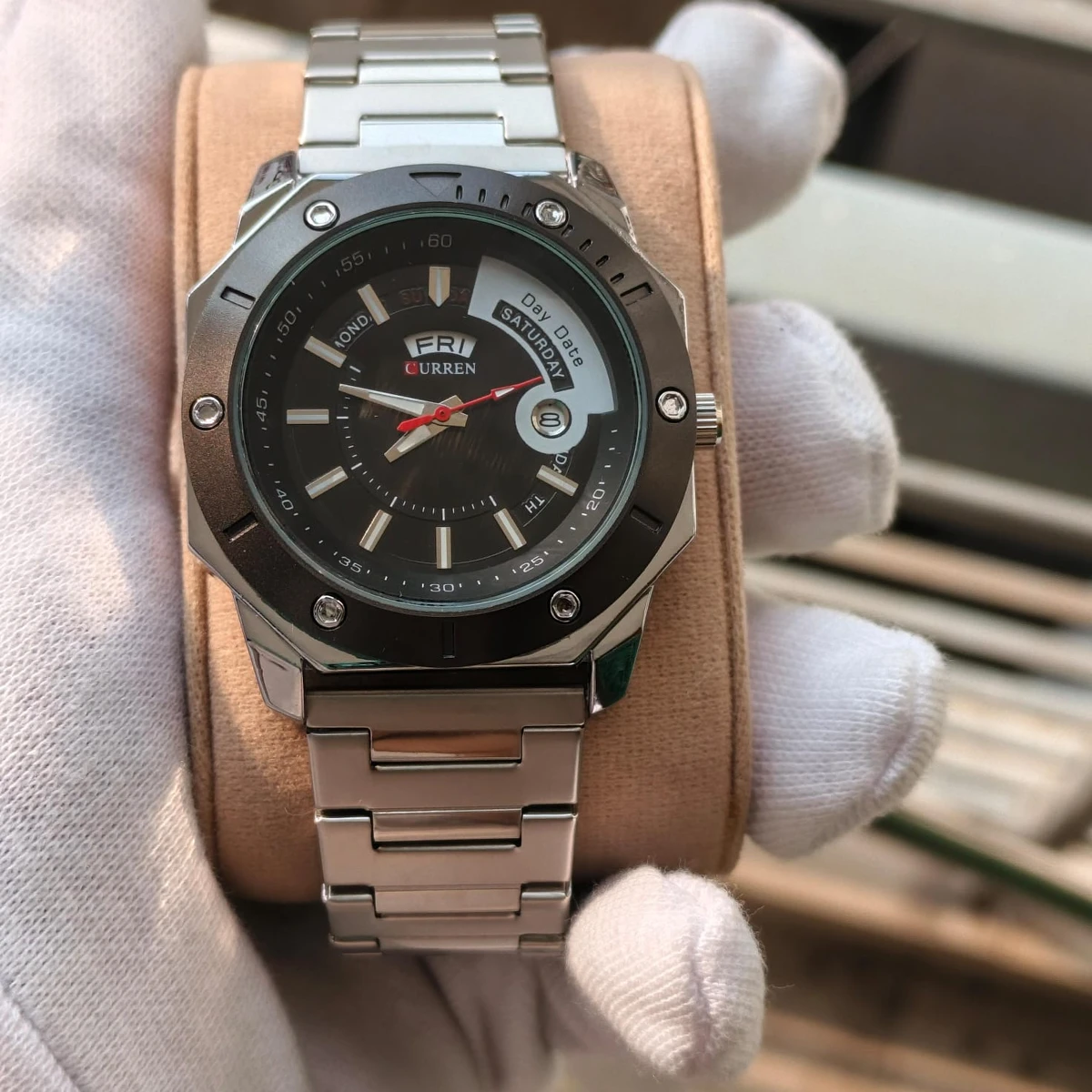 CURREN WATCH MODEL 8344 SILVER CHAIN DIAL BLACK FOR MAN