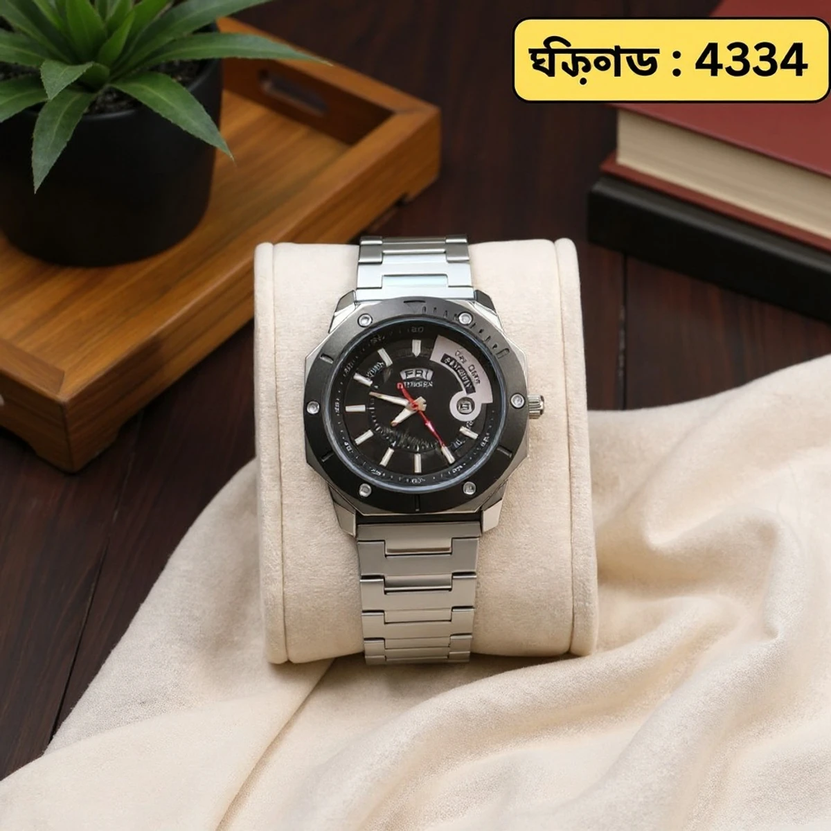 CURREN WATCH MODEL 8344 SILVER CHAIN DIAL BLACK FOR MAN