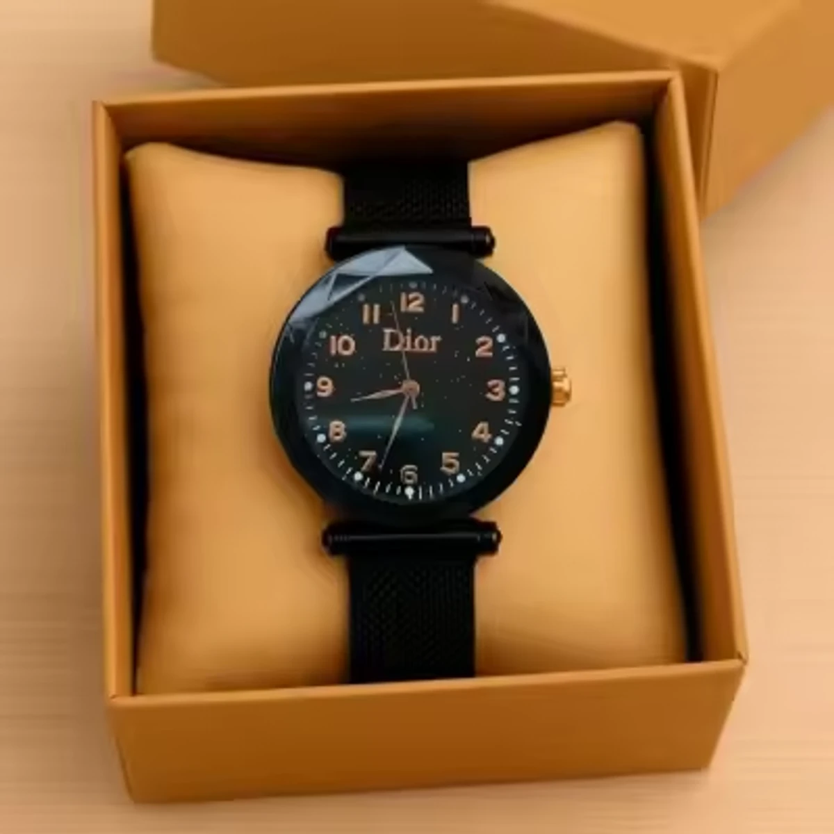 2ps Combo Offer Watch  Arabic Watch Full Black Colour Dial Stone White Arabic + Dior Ladis Mangnet Watch  For Women -  2 পিস ব্যাটারি ফ্রি