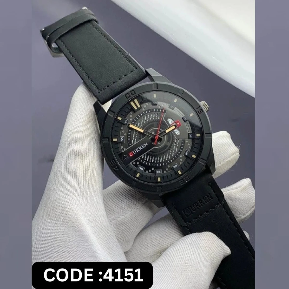 Curren Watch Model 8301 Belt Black Dial Black Colour Watch For Man