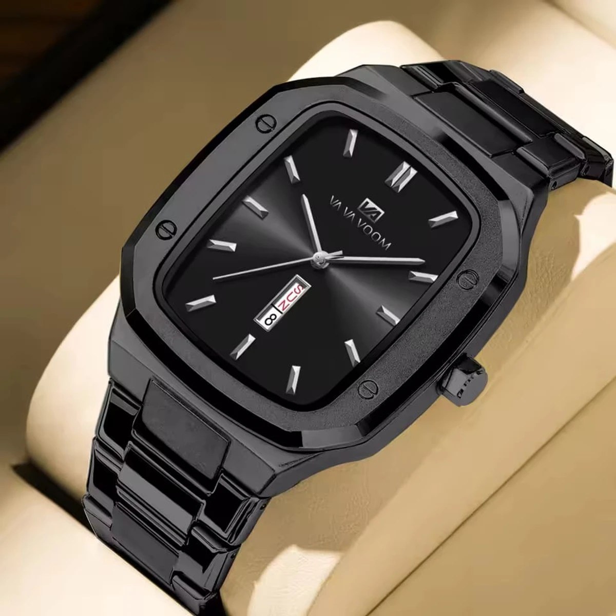 Vava Voom Watch Model 3020 Stainless Steel Watch For Man - Full Black Colour - + এক পিস ব্যাটারি ফ্রি