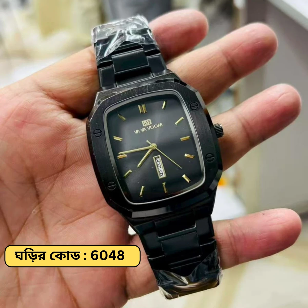 Vava Voom Watch Model 3020 Stainless Steel Watch For Man - Full Black Colour - + এক পিস ব্যাটারি ফ্রি