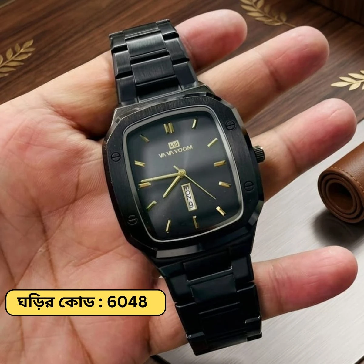 Vava Voom Watch Model 3020 Stainless Steel Watch For Man - Full Black Colour - + এক পিস ব্যাটারি ফ্রি