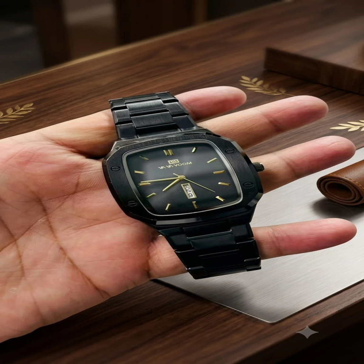 Vava Voom Watch Model 3020 Stainless Steel Watch For Man - Full Black Colour - + এক পিস ব্যাটারি ফ্রি
