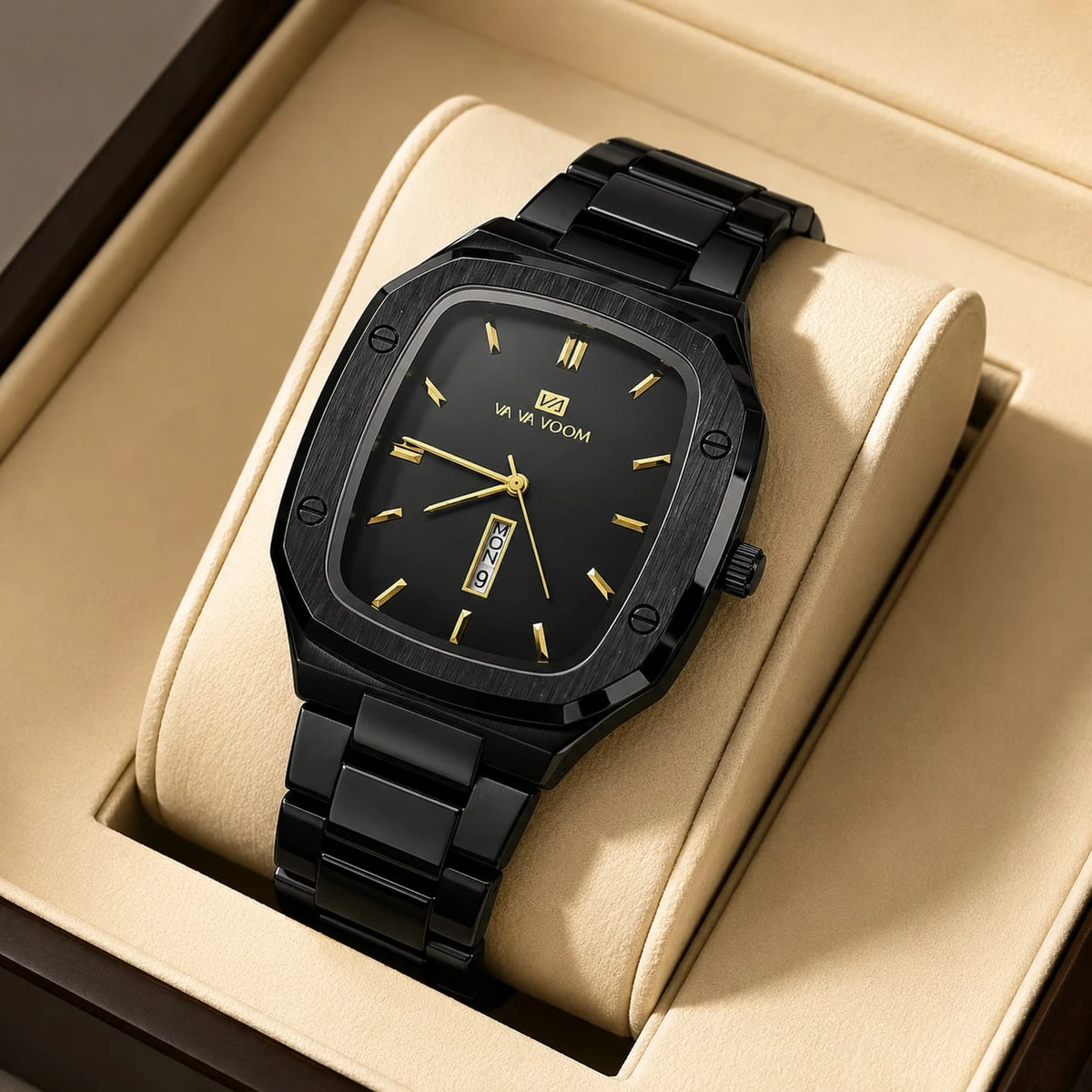 Vava Voom Watch Model 3020 Stainless Steel Watch For Man - Full Black Colour - + এক পিস ব্যাটারি ফ্রি