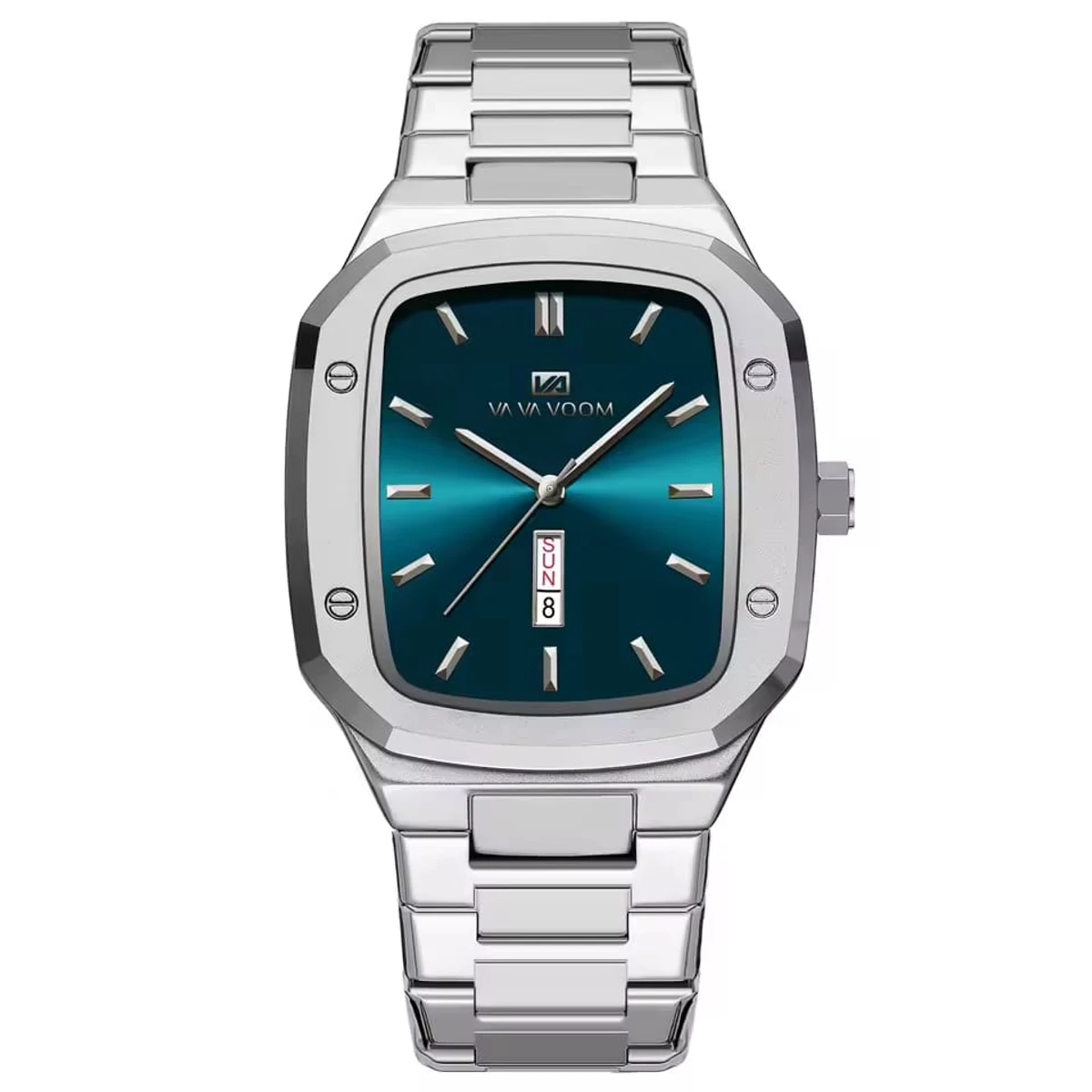 Vava Voom  Stainless Steel Watch Model 3020 Silver Chain Dial Blue Colour Watch For Man + এক পিস ব্যাটারি ফ্রি