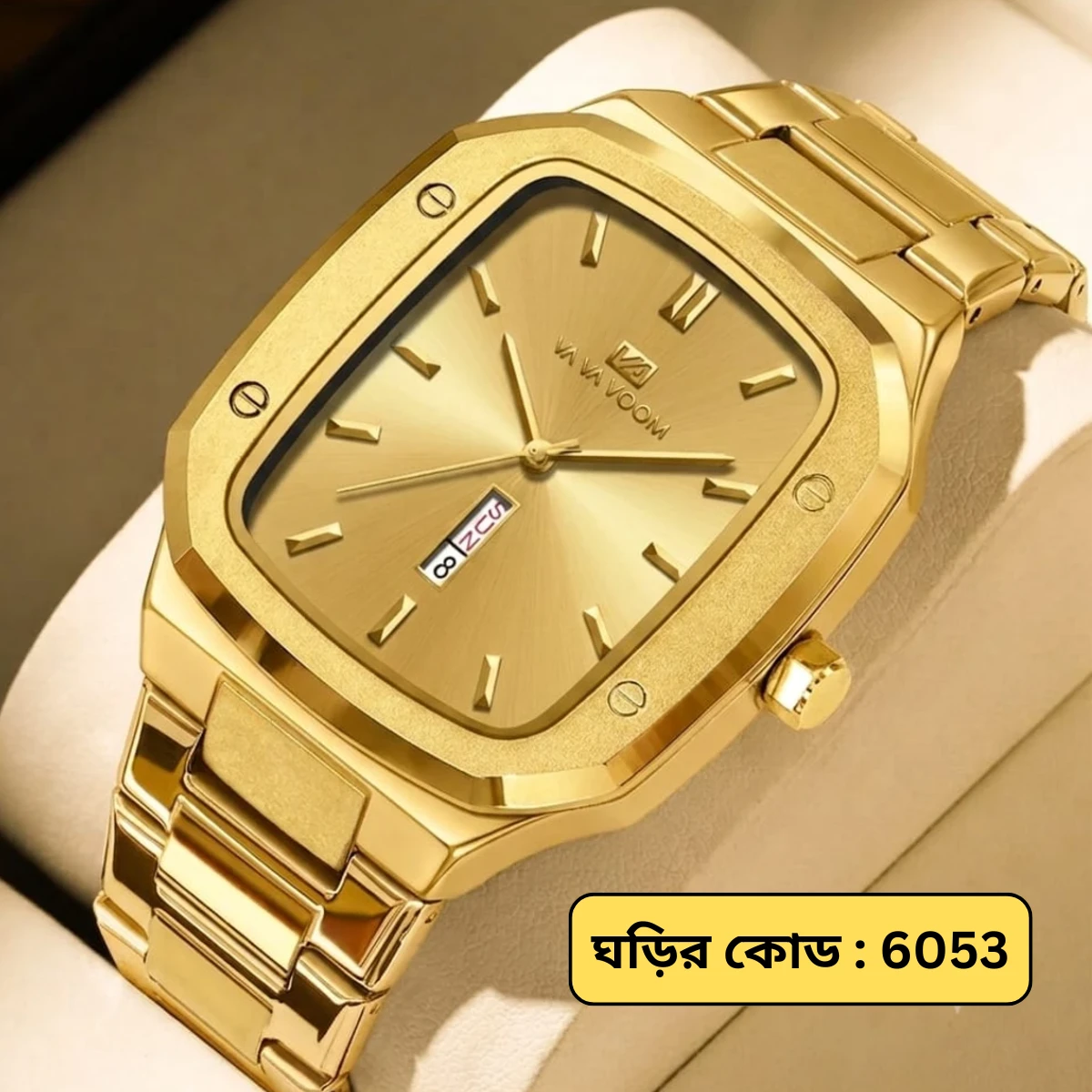Vava Voom Watch Model 3020 Stainless Steel Watch For Man - Full Golden  Colour - + এক পিস ব্যাটারি ফ্রি
