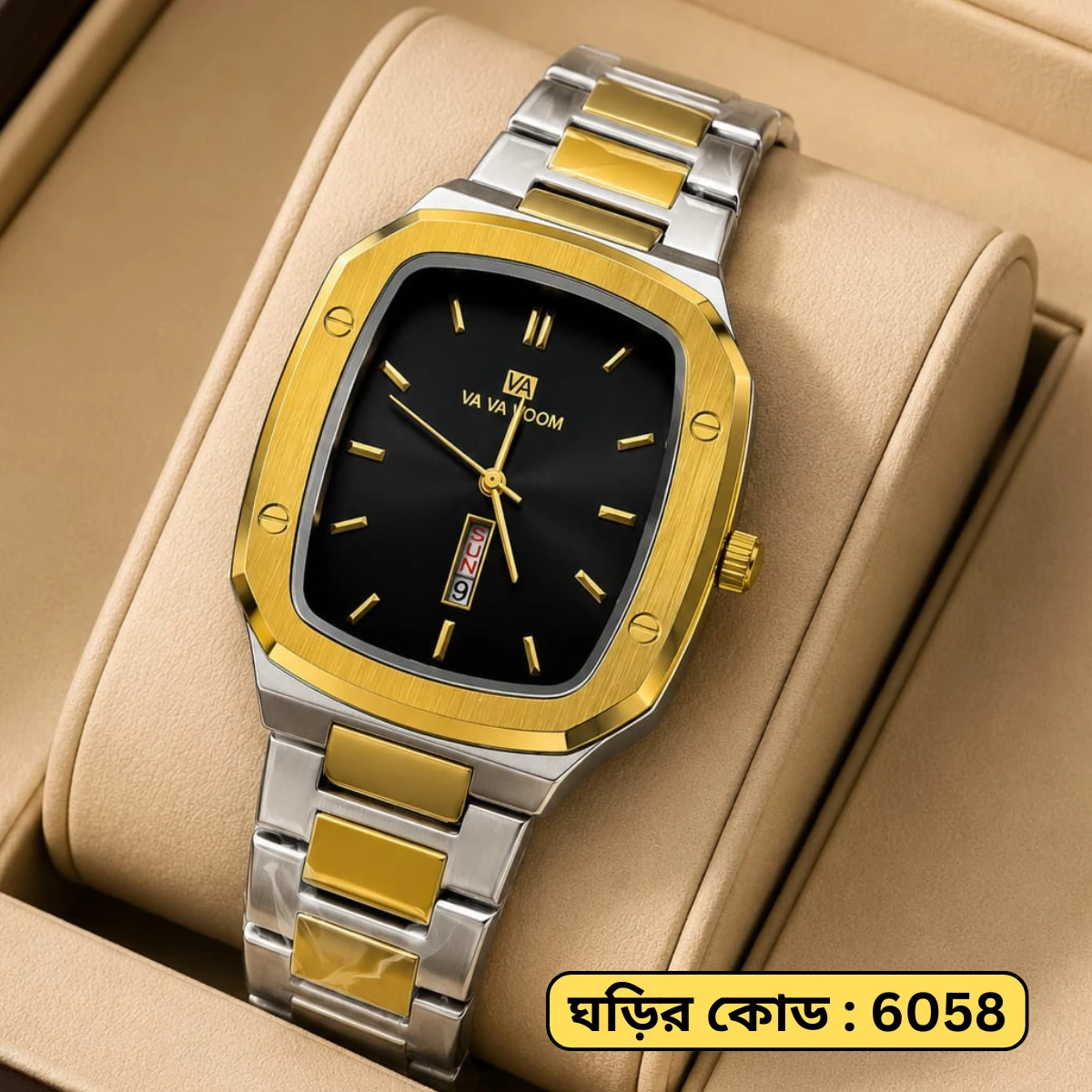 Vava Voom Stainless Steel Watch Model 3020 Toton ar Dial Black Colour Watch For Man + এক পিস ব্যাটারি ফ্রি