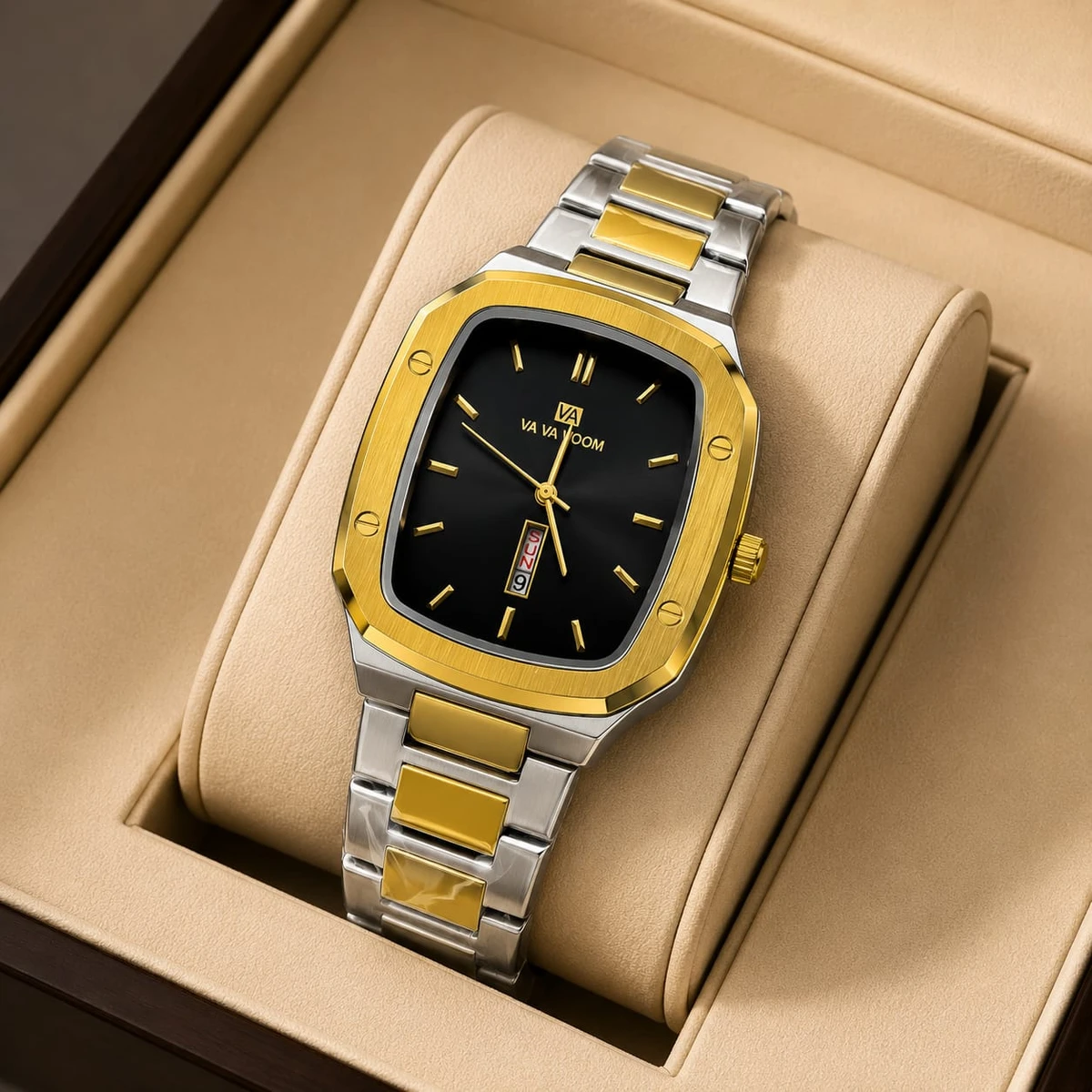 Vava Voom Stainless Steel Watch Model 3020 Toton ar Dial Black Colour Watch For Man + এক পিস ব্যাটারি ফ্রি