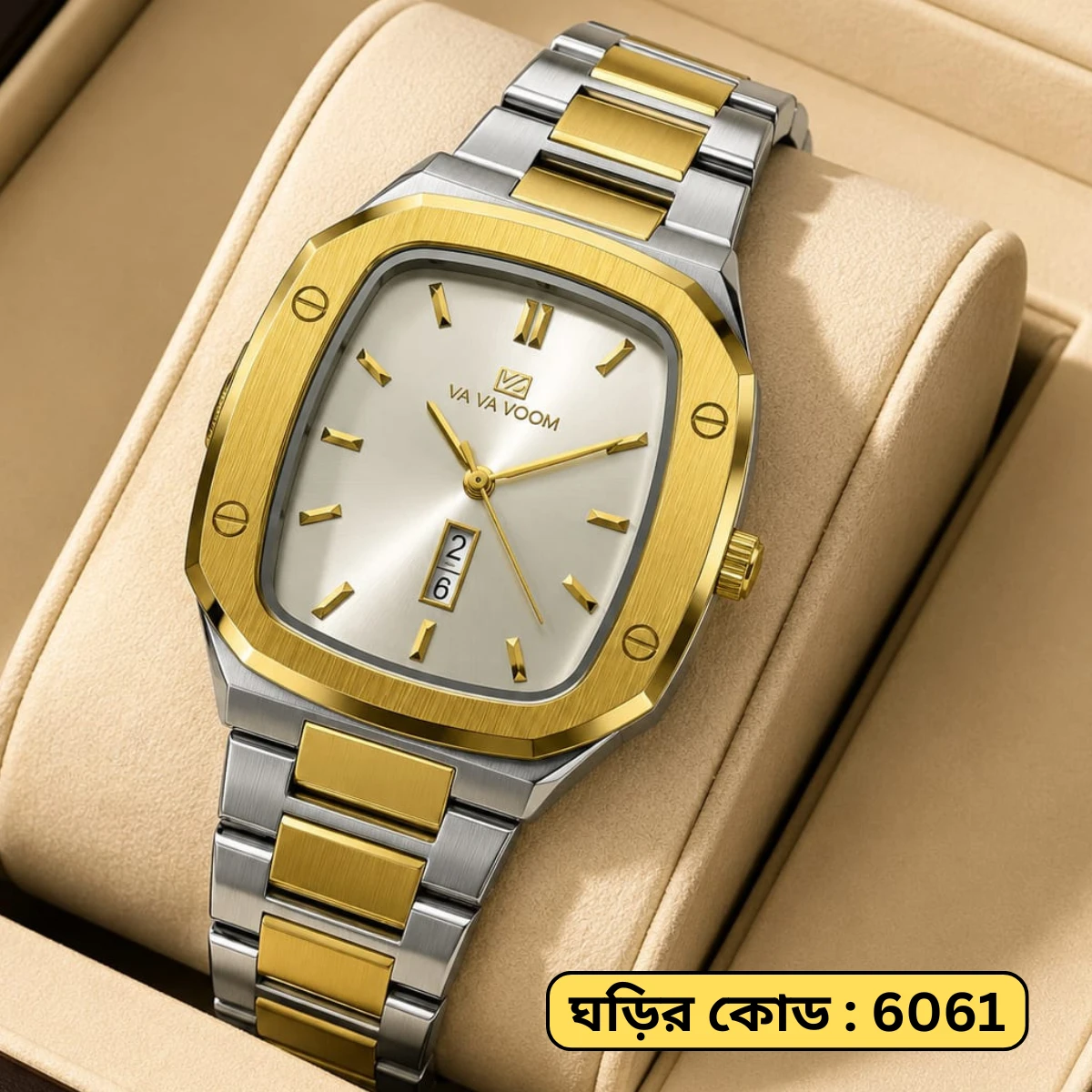 Vava Voom Stainless Steel Watch Model 3020 Toton ar Dial White Colour Watch For Man + এক পিস ব্যাটারি ফ্রি