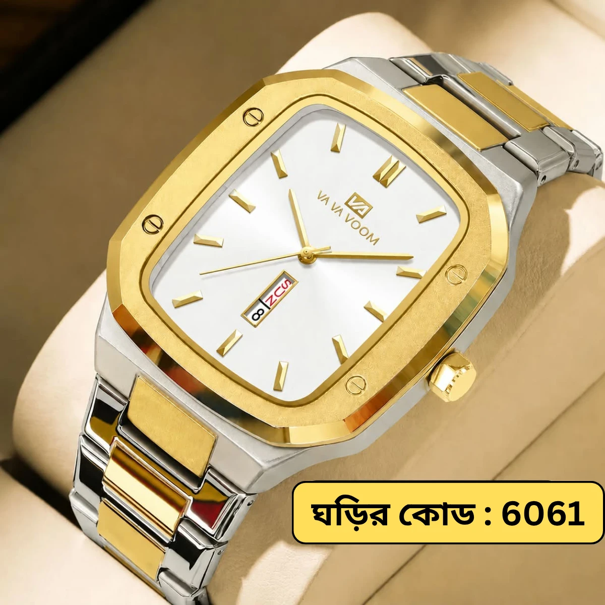Vava Voom Stainless Steel Watch Model 3020 Toton ar Dial White Colour Watch For Man + এক পিস ব্যাটারি ফ্রি
