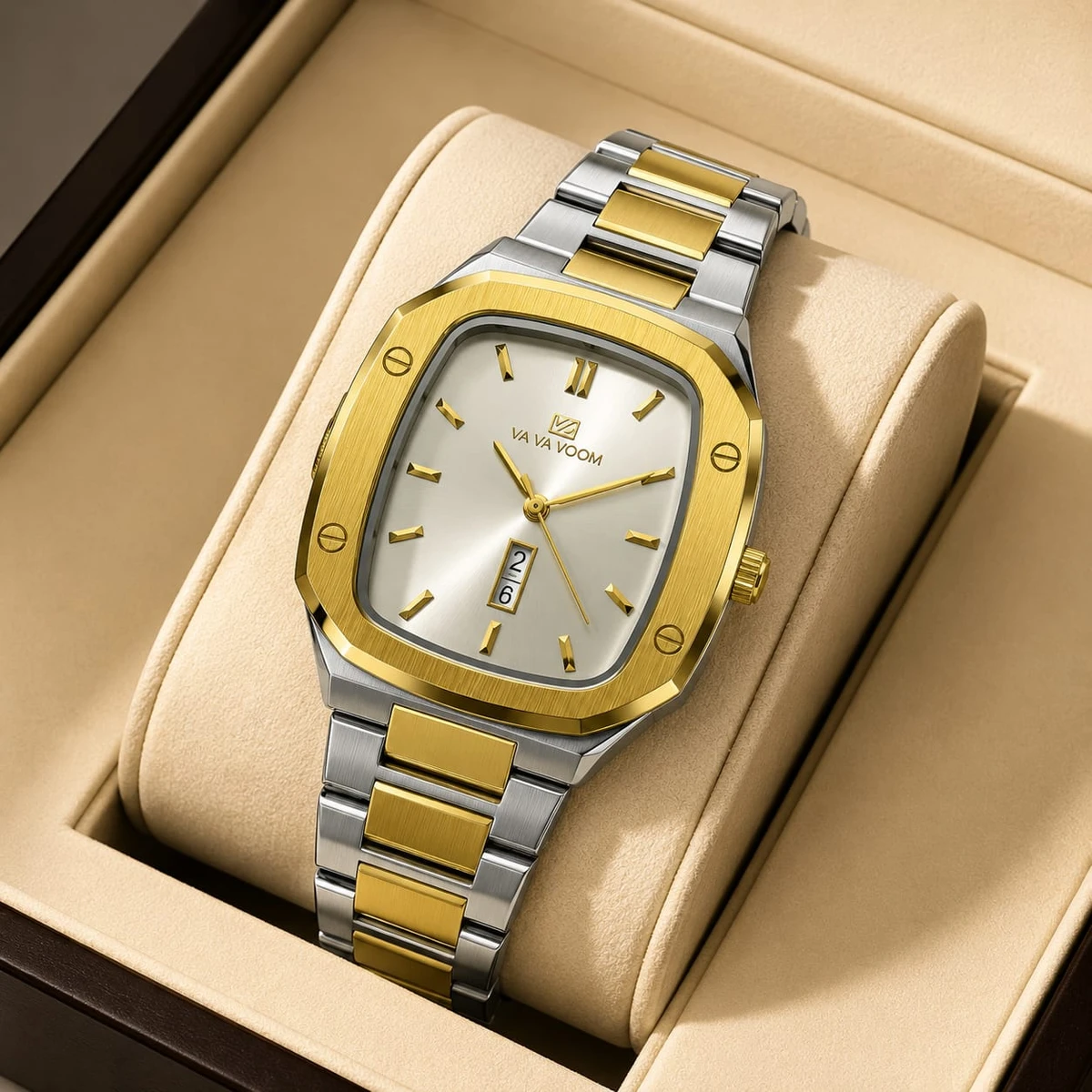 Vava Voom Stainless Steel Watch Model 3020 Toton ar Dial White Colour Watch For Man + এক পিস ব্যাটারি ফ্রি