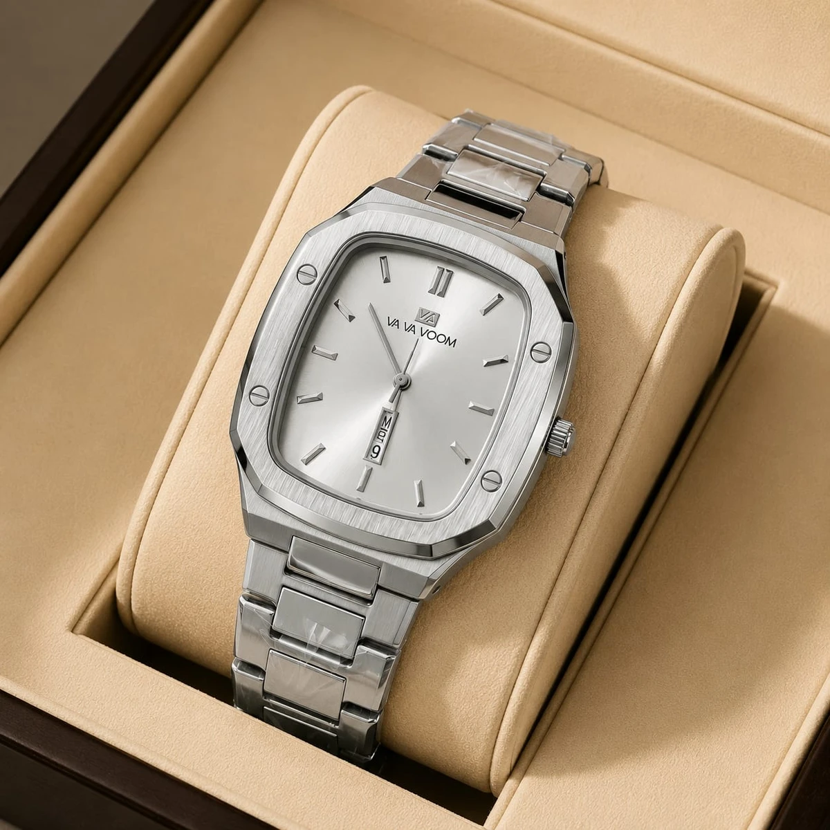 Vava Voom Watch Model 3020 Stainless Steel Watch For Man - Full Silver  Colour - + এক পিস ব্যাটারি ফ্রি