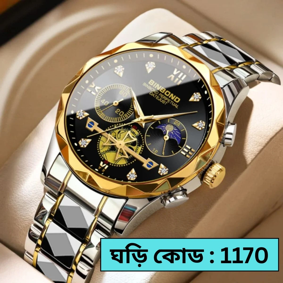 BINBOND Chronograph watch - Toton ar Dial Black COLOUR WATCH FOR MAN