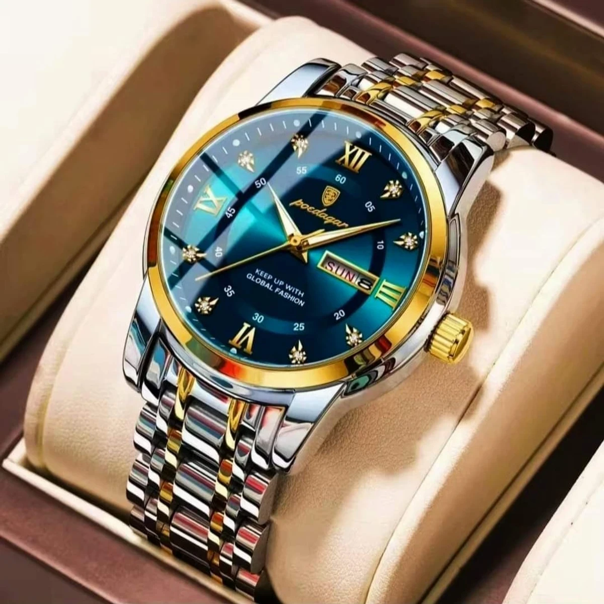 Poedagar Watch Model 936 Clone Watch For Men Stainless Steel Watches Toton ar Dial BLUE + এক পিস ব্যাটারি ফ্রি।