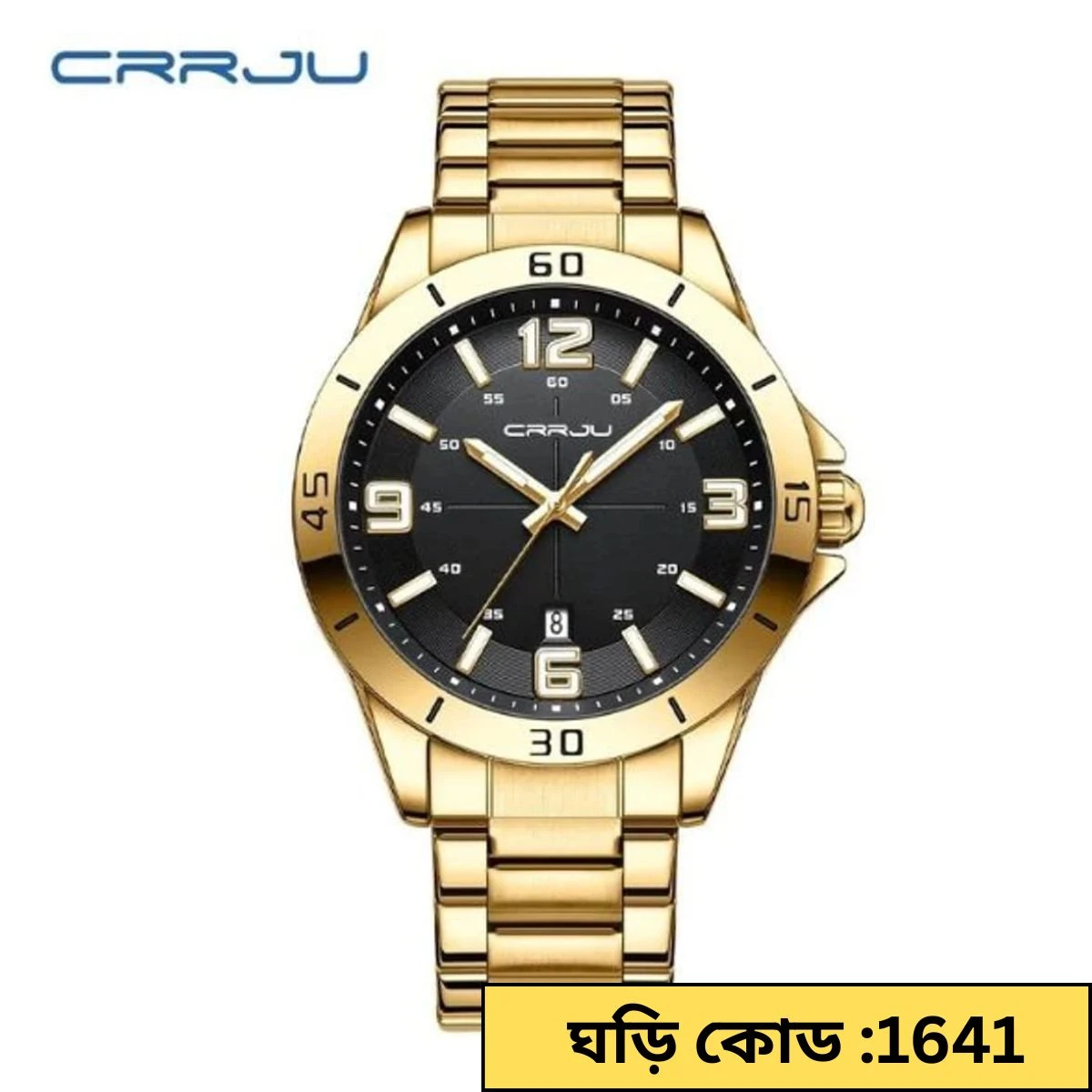 CRRJU MODEL 5003 Date Shoho Golden Chain Dial Black Cooler Man Watch Man’s Premium Quality Watch h