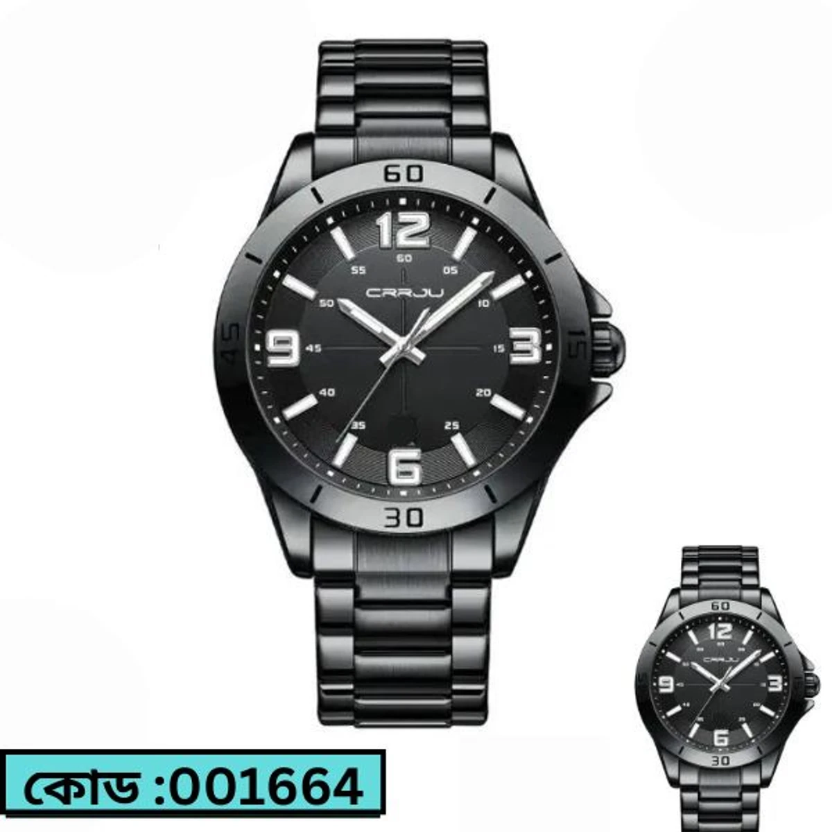 CRRJU MODEL 5003 Man’s Premium Quality Watch Full Black Cooler Man Watch + এক পিস ব্যাটারি ফ্রি।