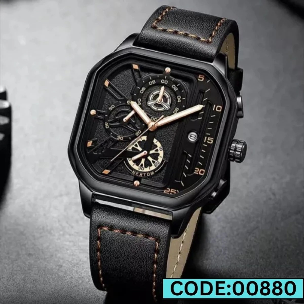 TRSOYE WATCH CODE 628 FASHION WATCH FOR MEN BELT 628 TRSOYE  FULL BACK COLOR WATCH DIAL AR KATA GULO GOLDEN HOBE + এক পিস ব্যাটারি ফ্রি।