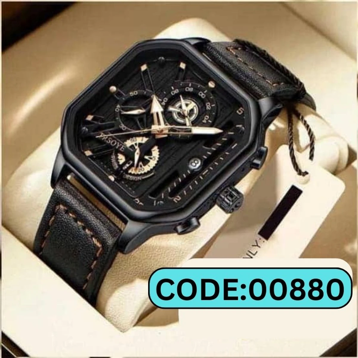 TRSOYE WATCH CODE 628 FASHION WATCH FOR MEN BELT 628 TRSOYE  FULL BACK COLOR WATCH DIAL AR KATA GULO GOLDEN HOBE + এক পিস ব্যাটারি ফ্রি।