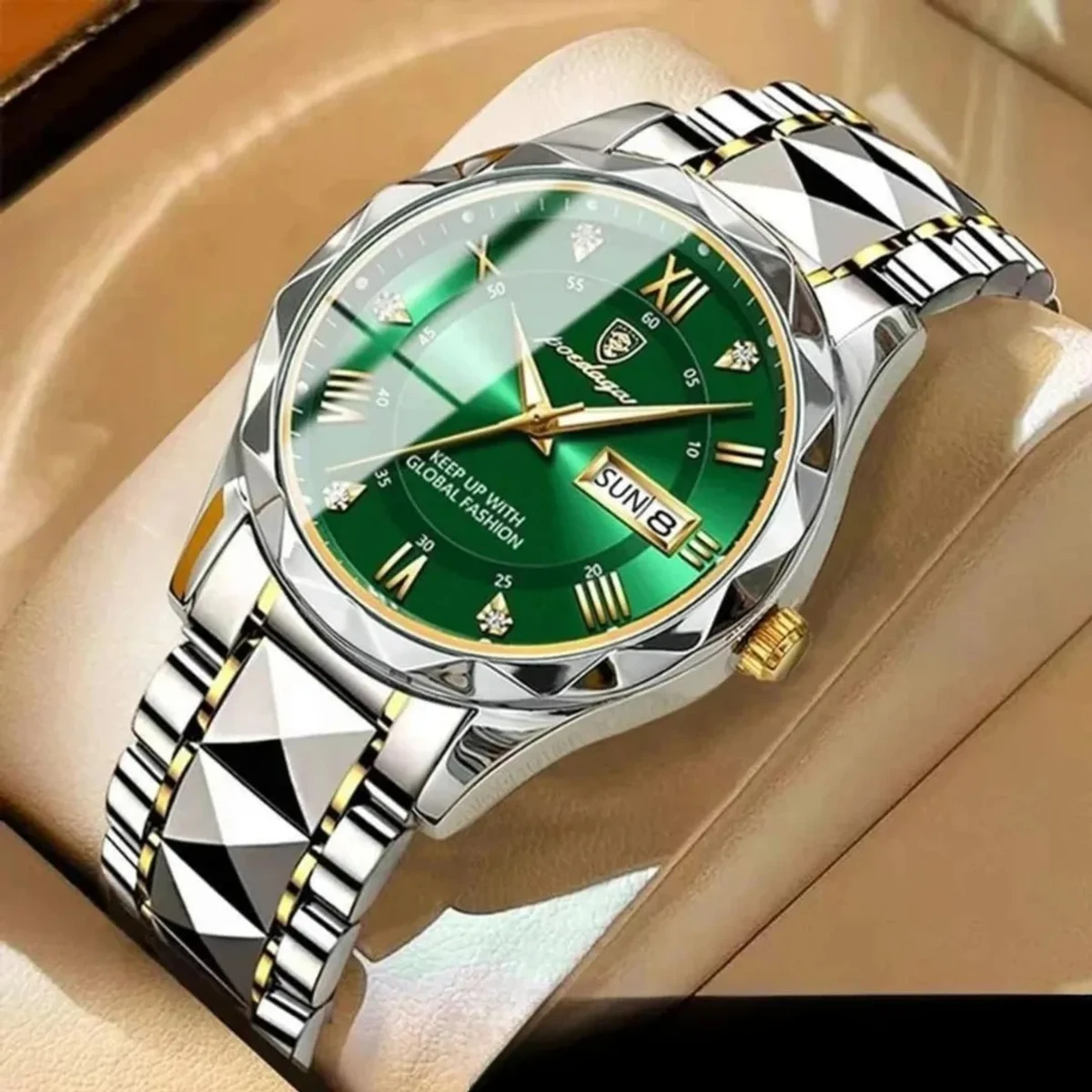 CHAIN DIMOND CARD DEGAIN POEDAGAR WATCH MODEL 615 WATCH Toton ar Dial Green + এক পিস ব্যাটারি ফ্রি।