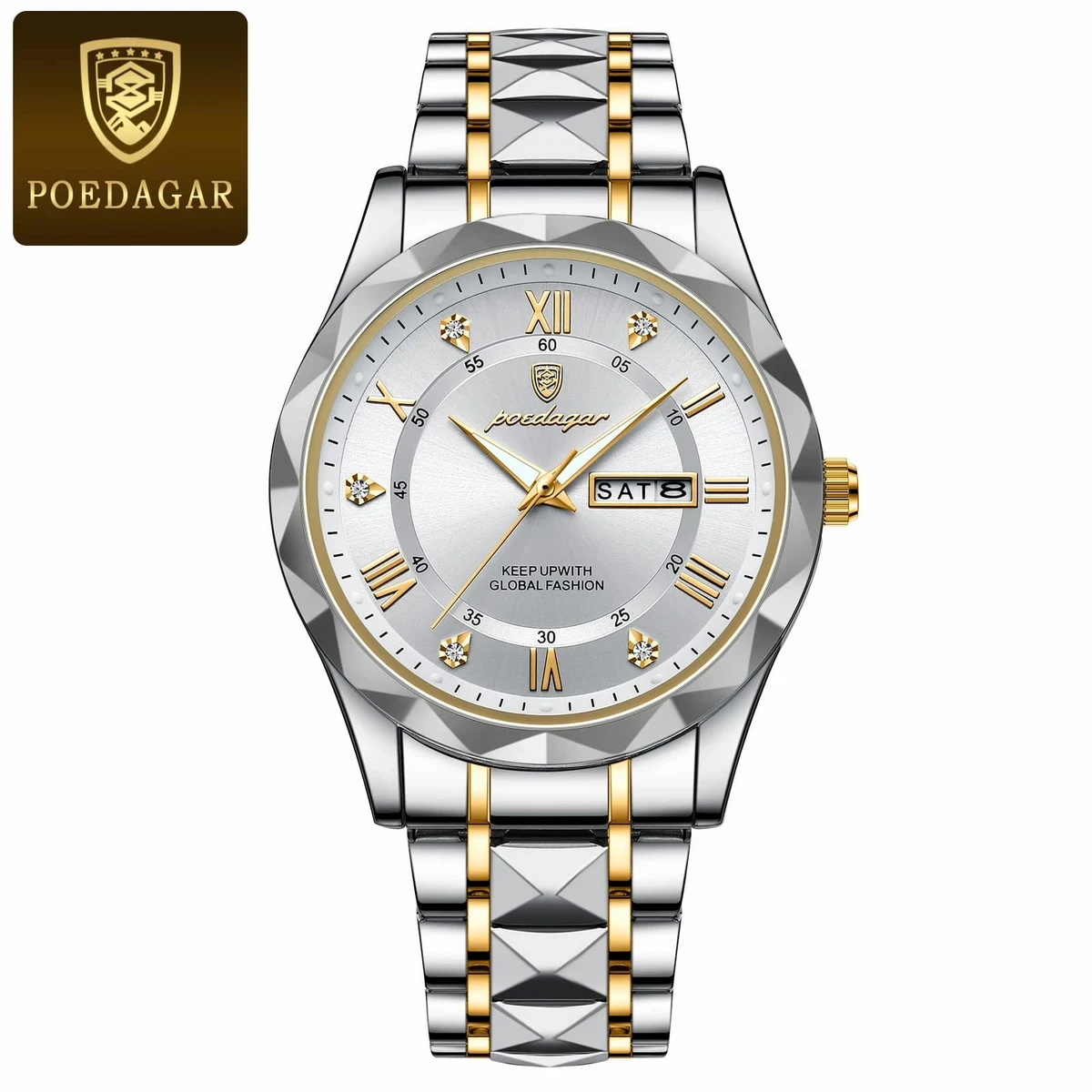 POEDAGAR WATCH  MODEL 615 WATCH BUTTERFLY LOCK Toton ar Dial White  + এক পিস ব্যাটারি ফ্রি।
