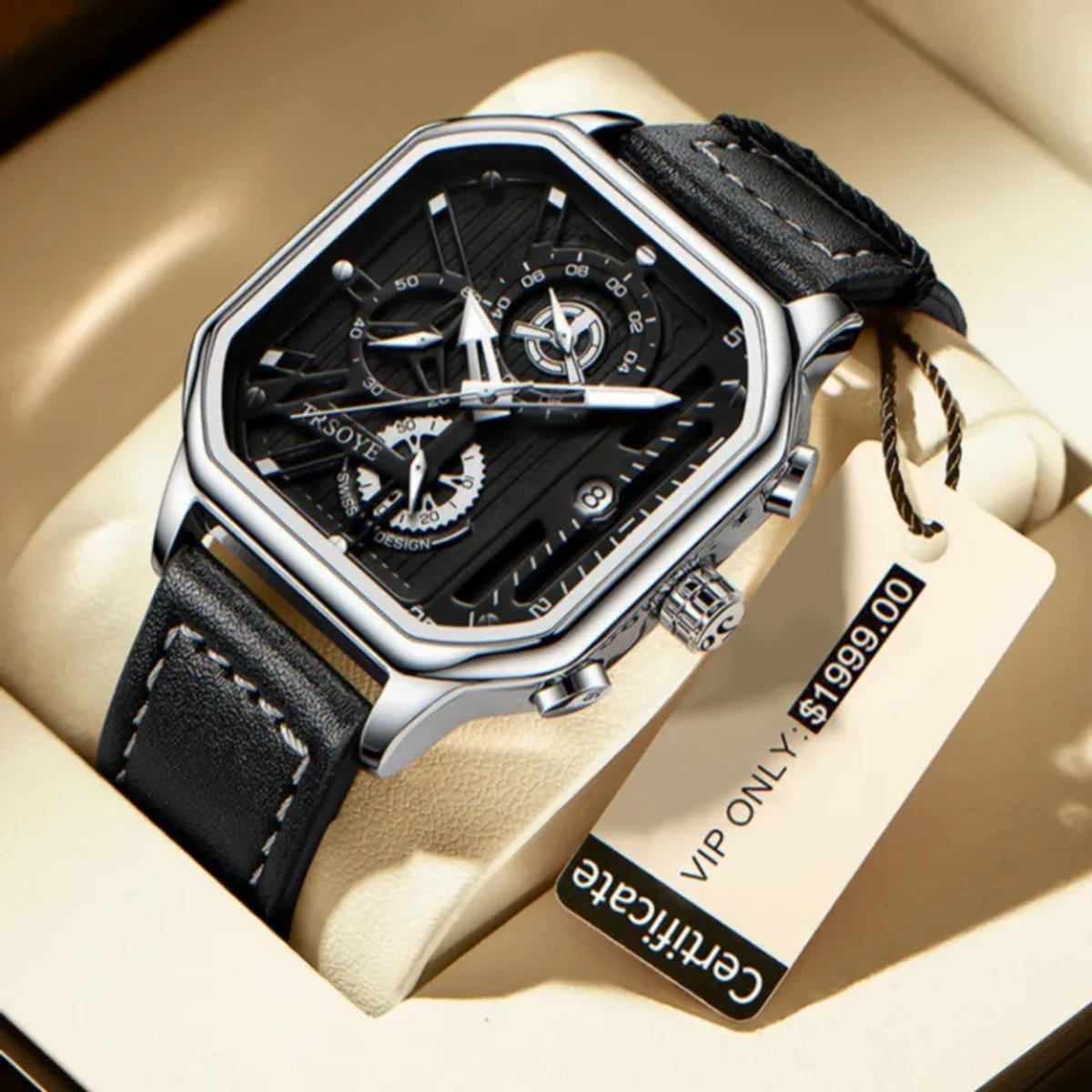TRSOYE WATCH CODE 628 FASHION WATCH FOR MEN BELT 628 TRSOYE BELT BLACK ROUND WHITE COLOUR WATCH + এক পিস ব্যাটারি ফ্রি।