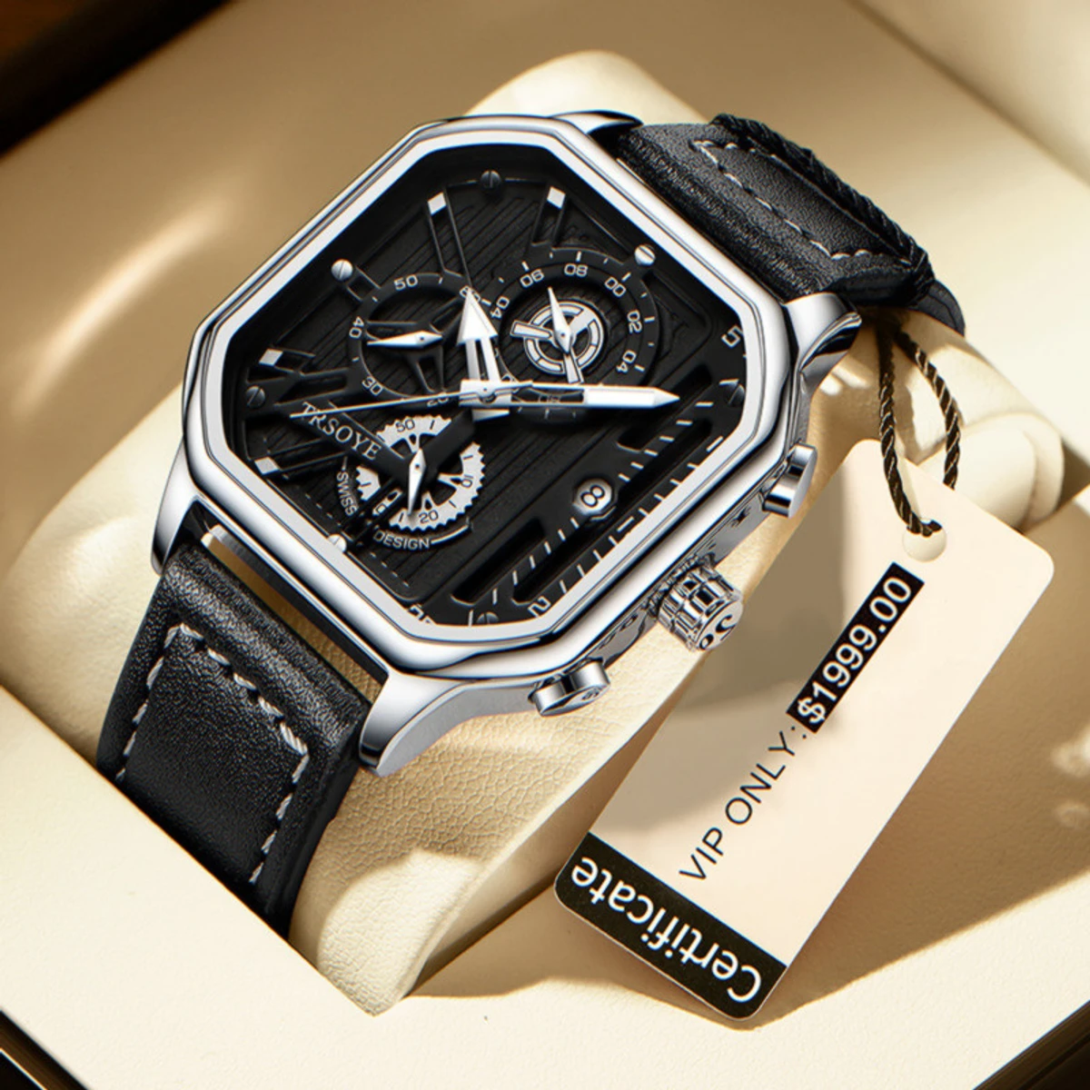 TRSOYE WATCH CODE 628 FASHION WATCH FOR MEN BELT 628 TRSOYE BELT BLACK ROUND WHITE COLOUR WATCH + এক পিস ব্যাটারি ফ্রি।