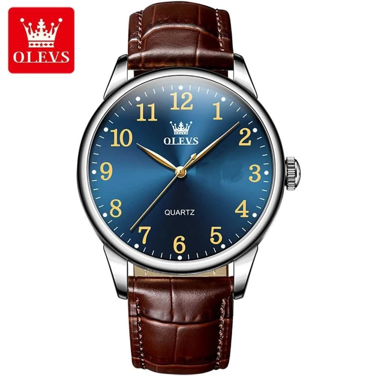 OLEVS WATCH MODEL 5535 NEW  FASHION WATCH FOR MEN BELT BROWN DIAL BLUE COLOUR WATCH- MAN WATCH