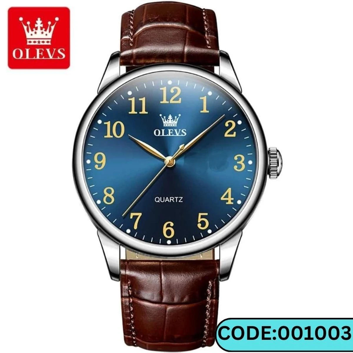 OLEVS WATCH MODEL 5535 NEW  FASHION WATCH FOR MEN BELT BROWN DIAL BLUE COLOUR WATCH- MAN WATCH