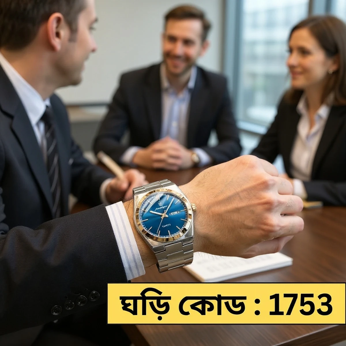 Poedagar Model 930 Stainless Steel Quartz Wristwatch for Men - Silver Chain  Round Golden Dial Blue