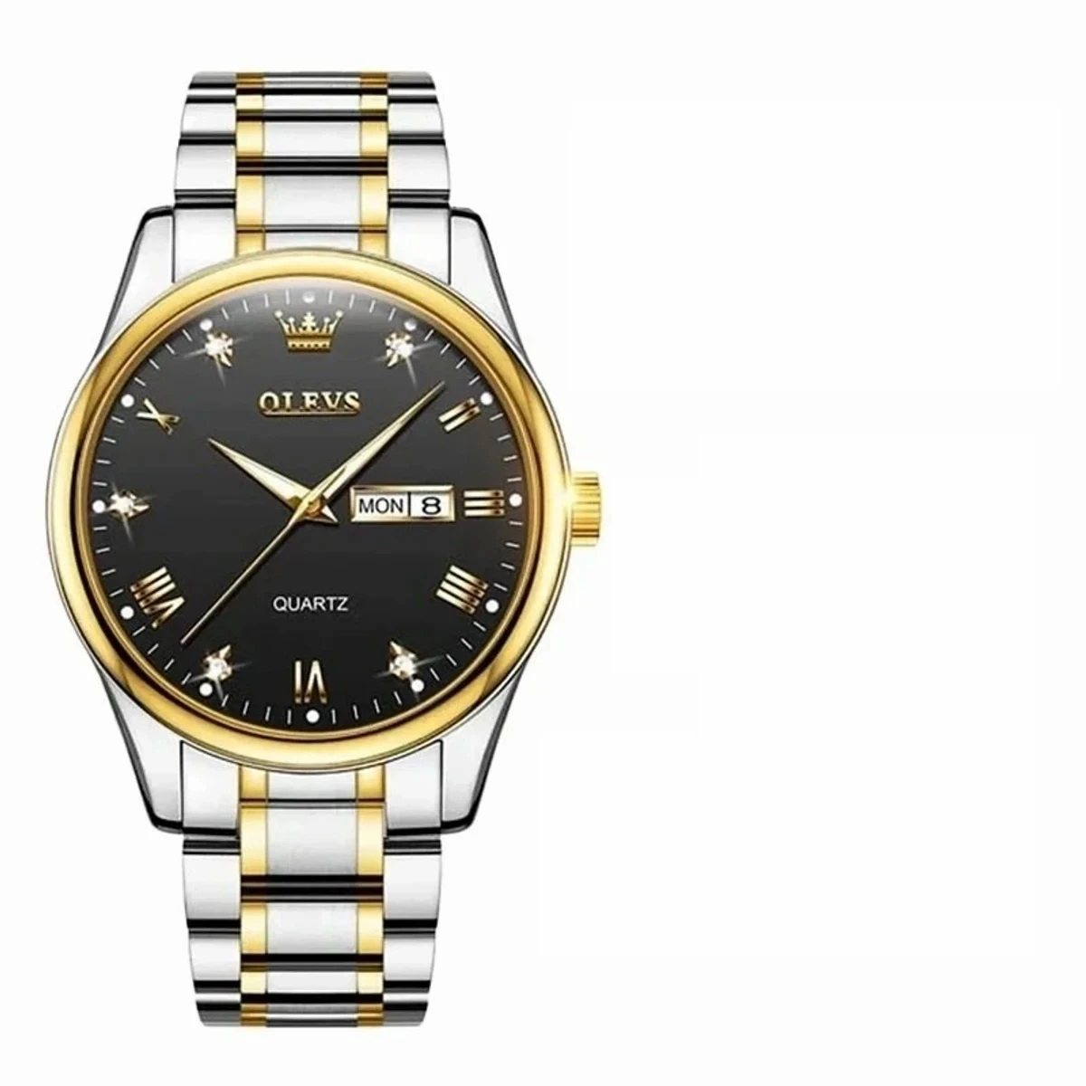 Top Brand OLEVS 5563 MODEL TOTON AR DIAL BLACK COLOUR WATCH FOR MAN + এক পিস ব্যাটারি ফ্রি।