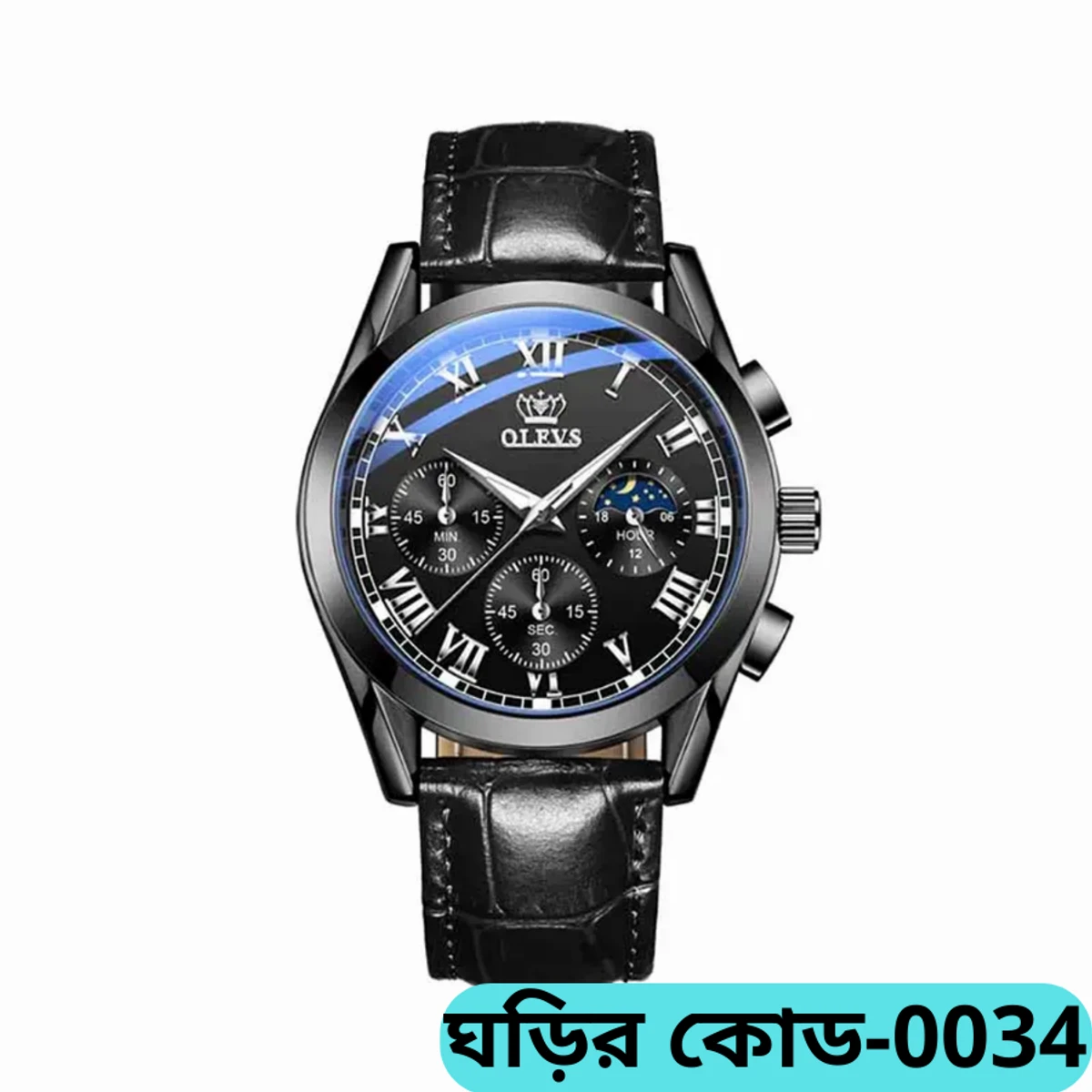 OLEVS WATCH MODEL 2871 FASHION WATCH FOR MEN FULL BLACK COOLER WATCH FOR MEN