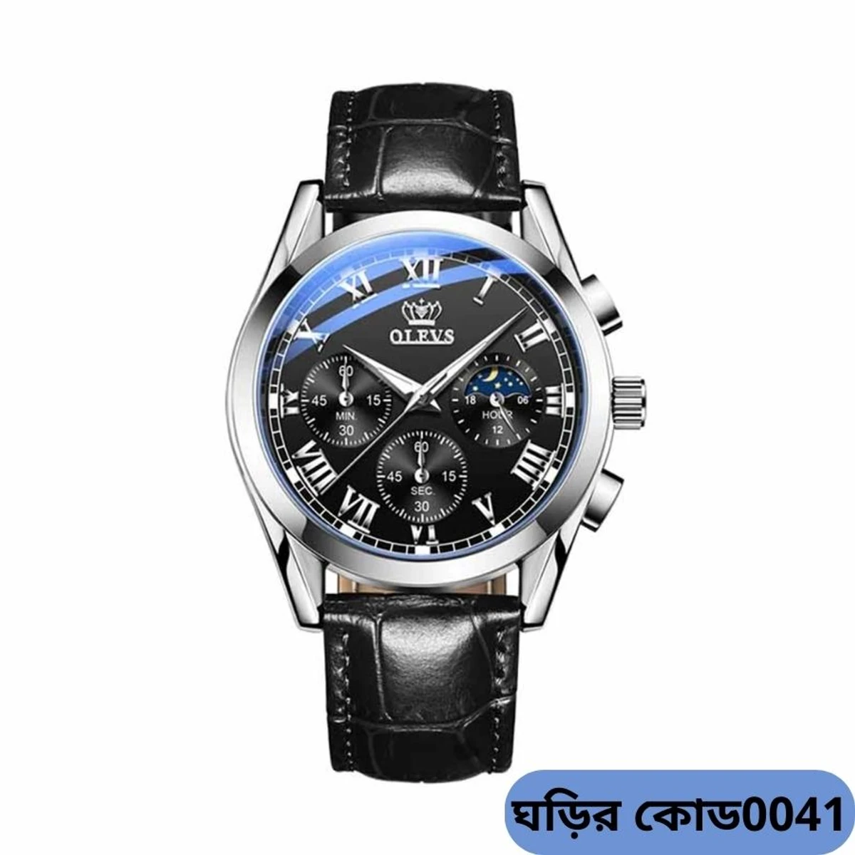 OLEVS WATCH MODEL 2871 FASHION WATCH FOR MEN BELT BLACK DIAL BLACK COOLER WATCH FOR MEN