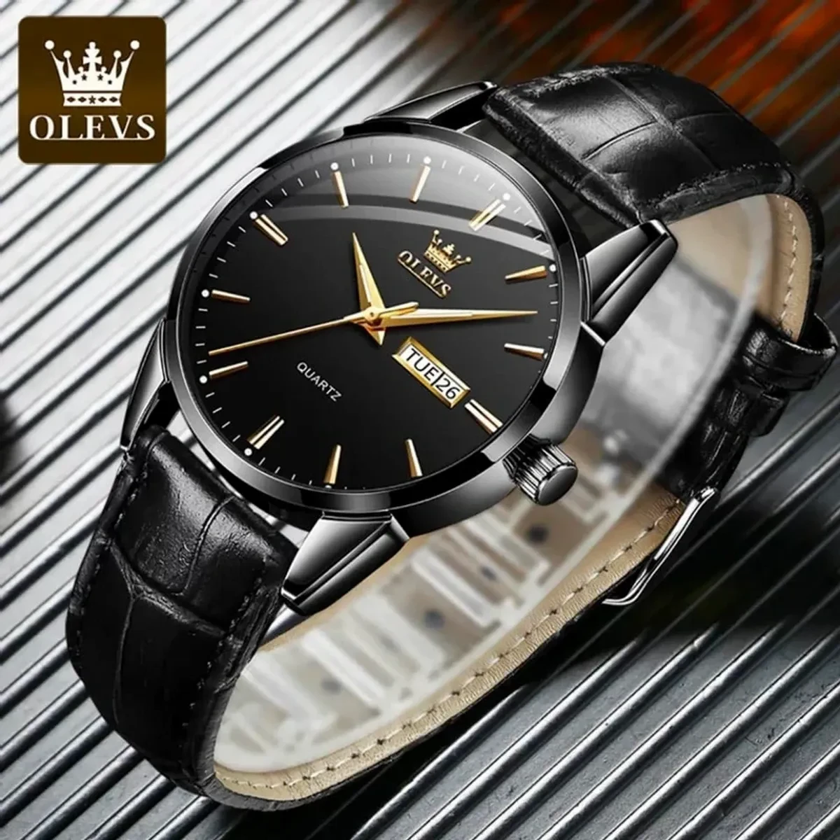 OLEVS WATCH MODEL 6898 FASHION WATCH FOR MEN FULL BLACK COLOUR WATCH FOR MEN